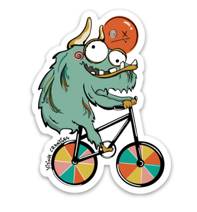Monster on Bike Sticker