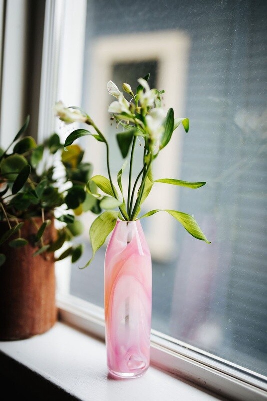 Glass Blown Melting Milkshake Tie-Dyed Pencil Vase