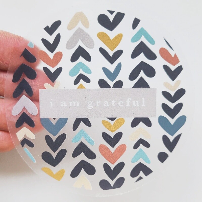 Heartwood 3&quot; Clear Gratitude Sticker
