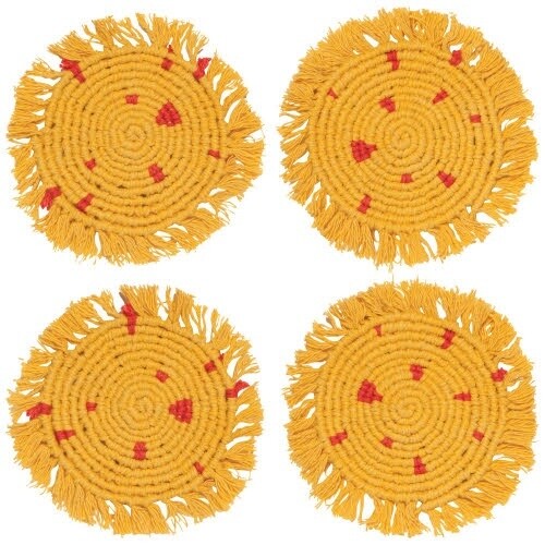 Set/4 Coaster Macrame, Colour: Ochre