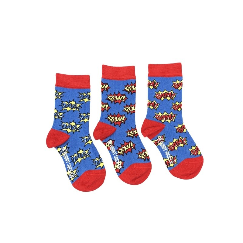 Kid's Zap, Pow, Bam Superhero Socks