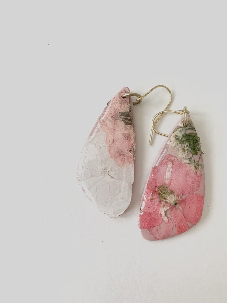 Pink Pressed Flower Dangle