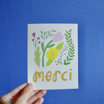 MERCI FLORAL - GREETING CARD