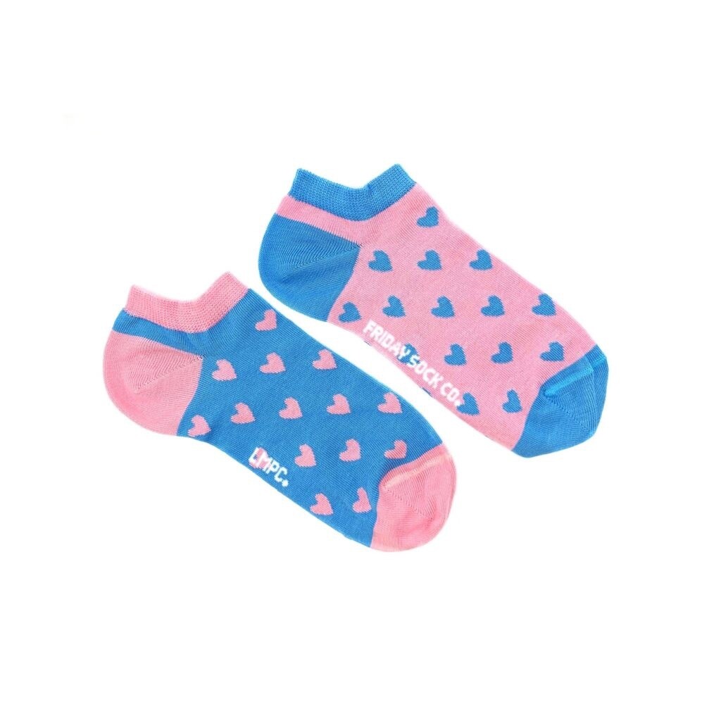 Women&#39;s Pink &amp; Blue Heart Ankle Socks