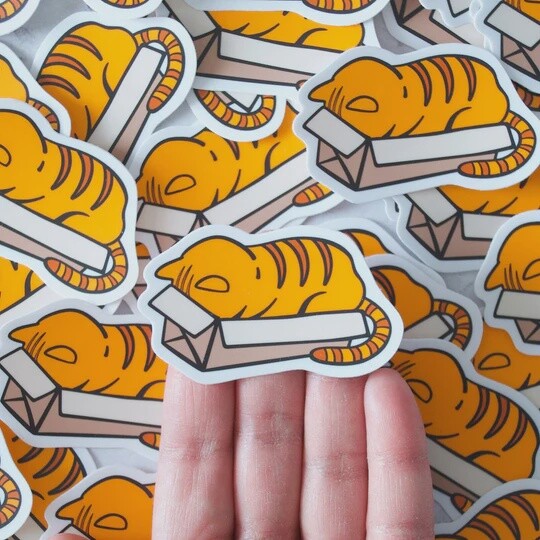 Cat in a Box Sticker