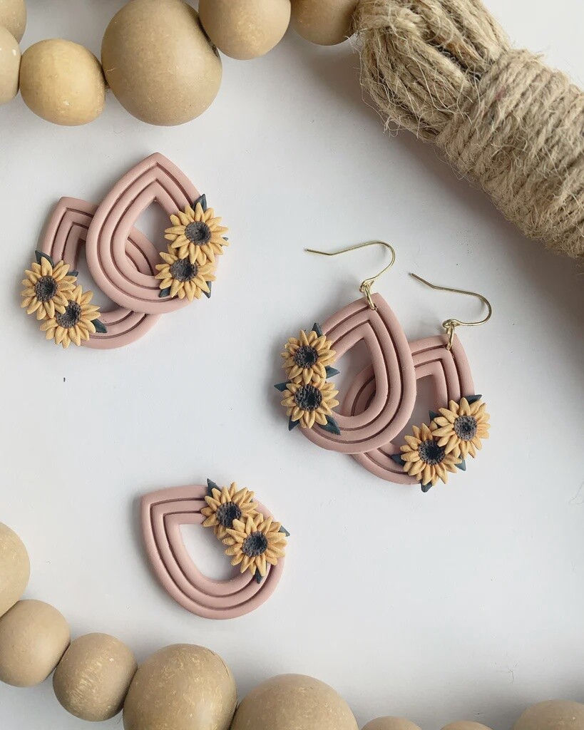 Peach Sunflower Dangles