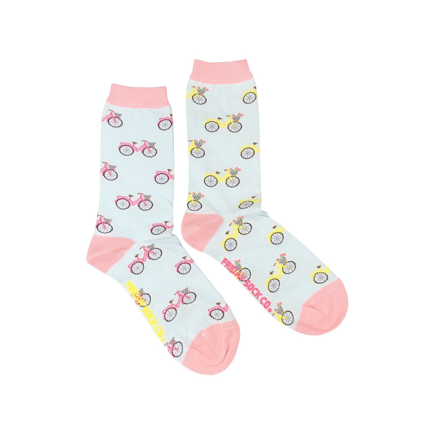 Women&#39;s Pink &amp; Yellow Bicycle Socks
