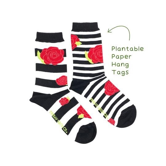 Women&#39;s Roses &amp; Stripes Floral Socks