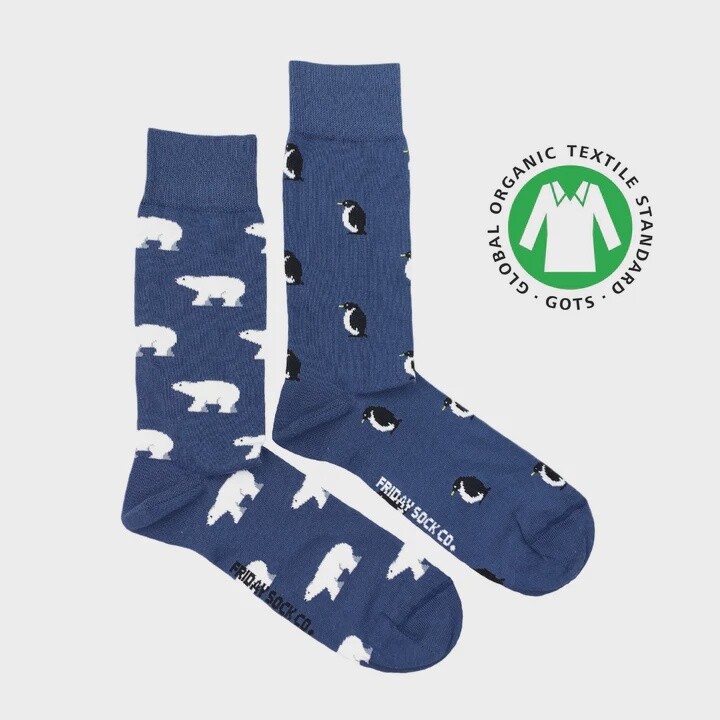 Men&#39;s Organic Cotton Polar Bear &amp; Penguin Socks