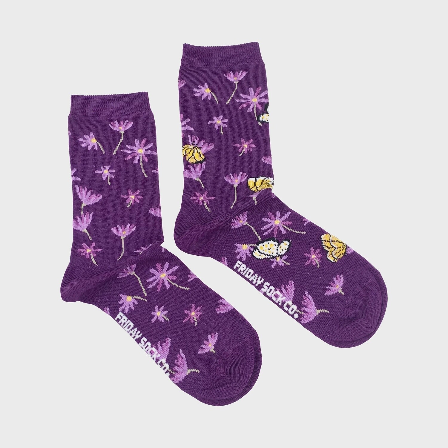 Women&#39;s Purple Blue Aster Floral Socks
