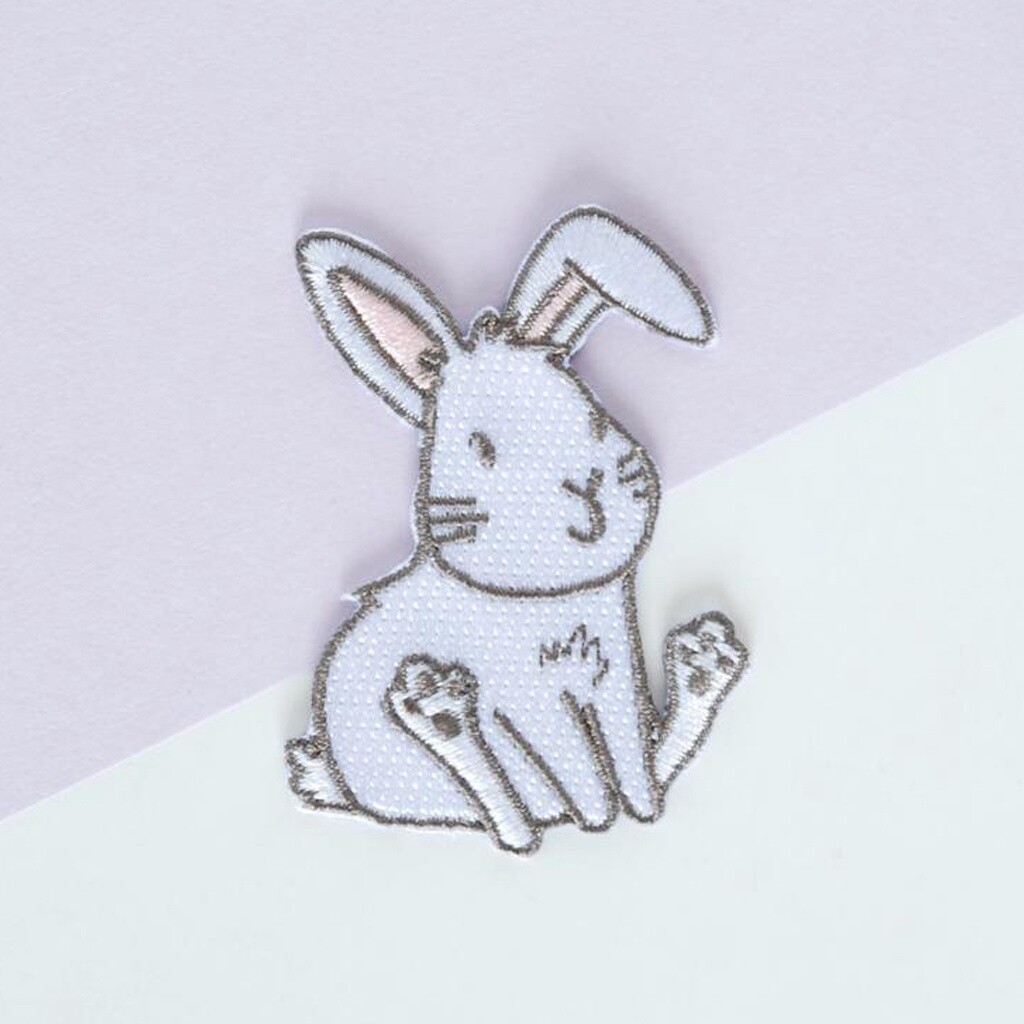 White Bunny Iron-On Patch