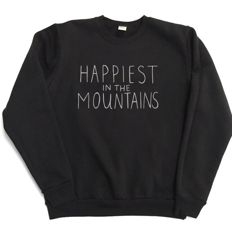 Adult Unisex Sweatshirts, Design: Mountains, Colour: Black, Size: Small