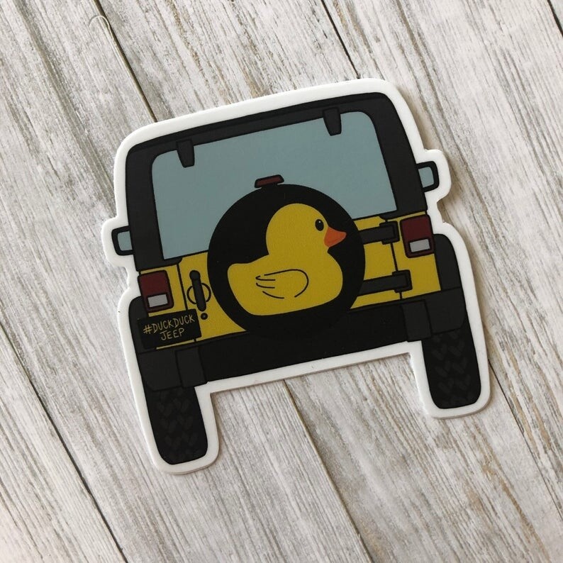 DUCK DUCK JEEP YELLOW VINYL STICKER