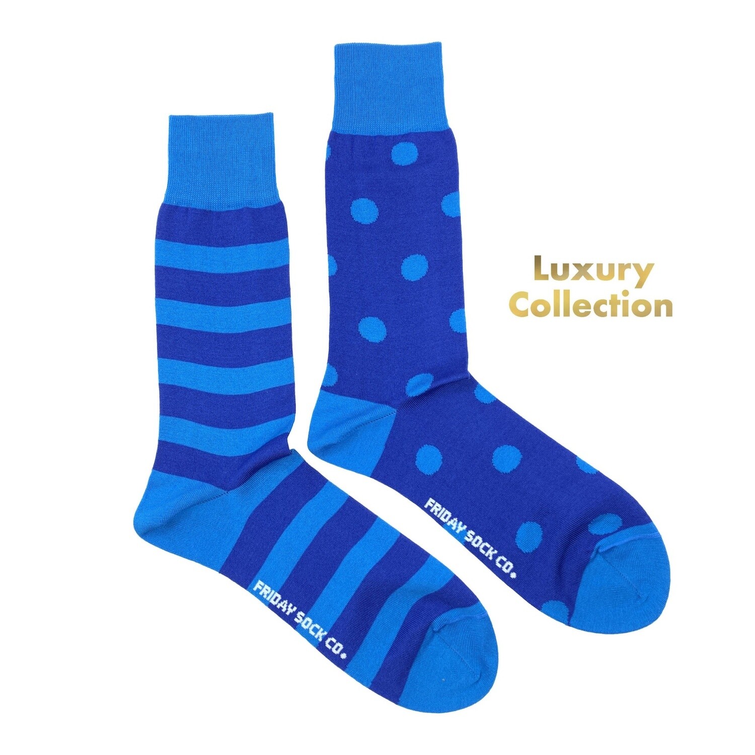 Men&#39;s Luxury Blue Stripe &amp; Dot Socks