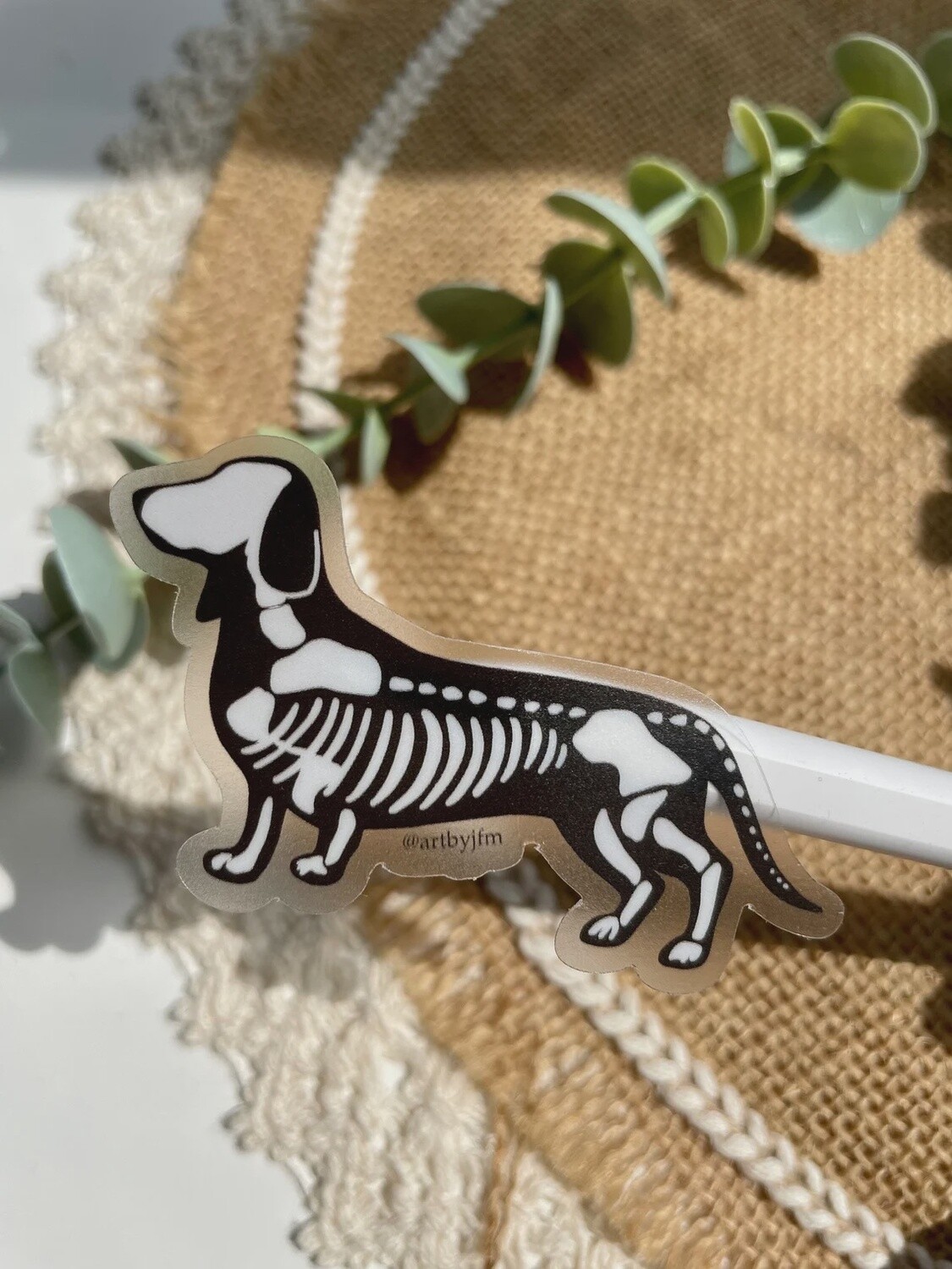 Skeleton Wiener Dog Sticker