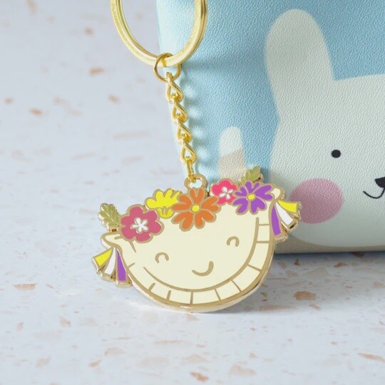 Perogy Floral Keychain