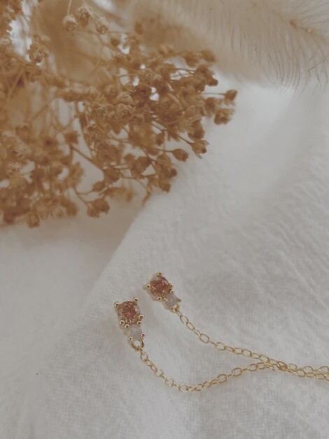 Peach and Chain Studs