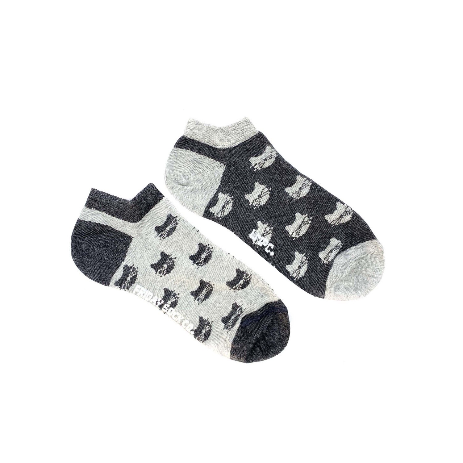 Women&#39;s Inverted Grey Cat Ankle Socks