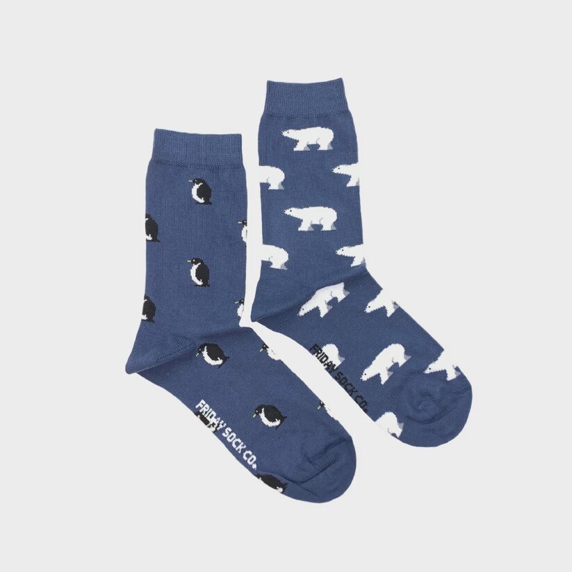 Women Organic Cotton Polar Bear &amp; Penguin Socks