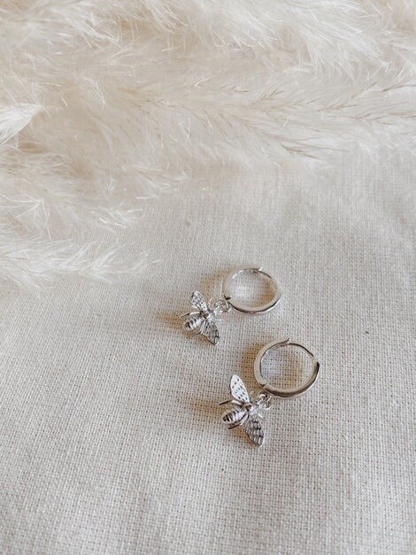 Silver Wild Honey Huggie Hoops