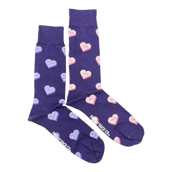 Men&#39;s Purple Candy Heart Socks