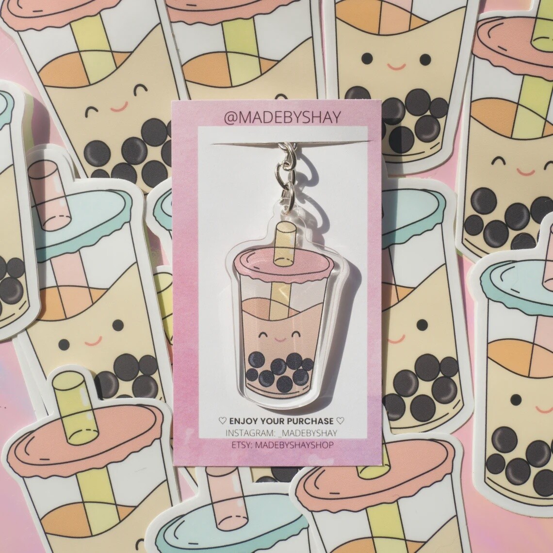 Happy Bubble Tea Keychain