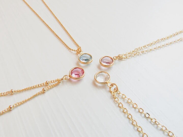 Gold Swarovski Birthstone Necklace