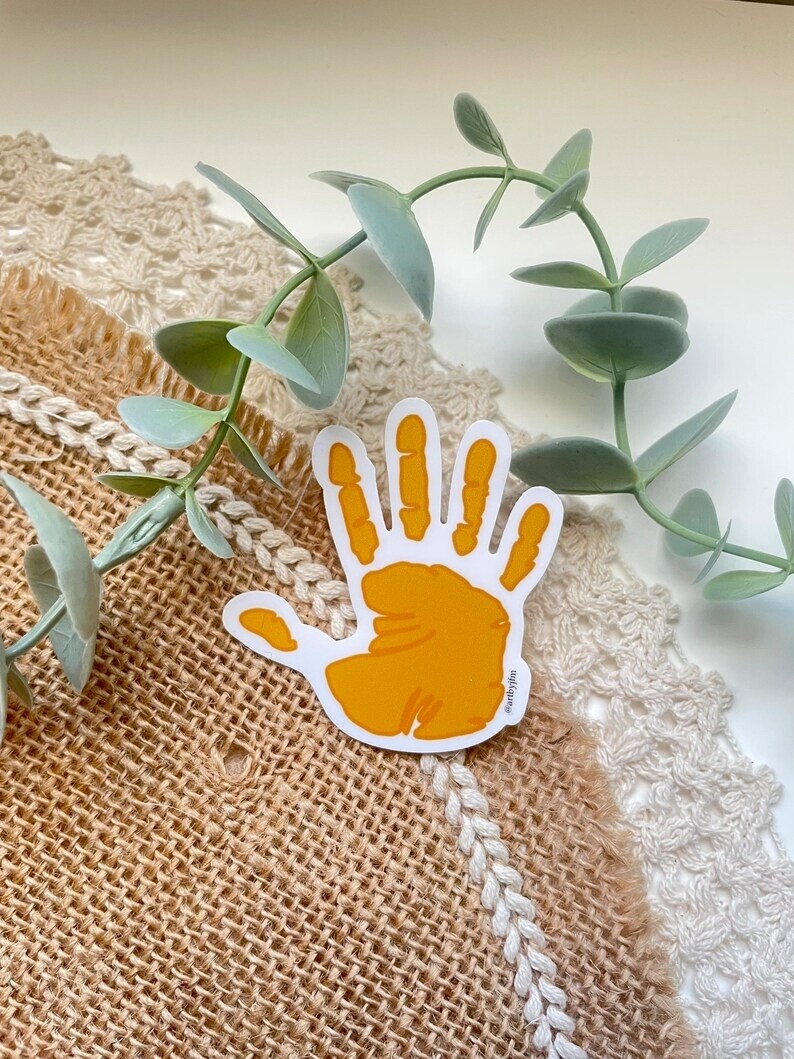 Orange Indigenous Hand Sticker