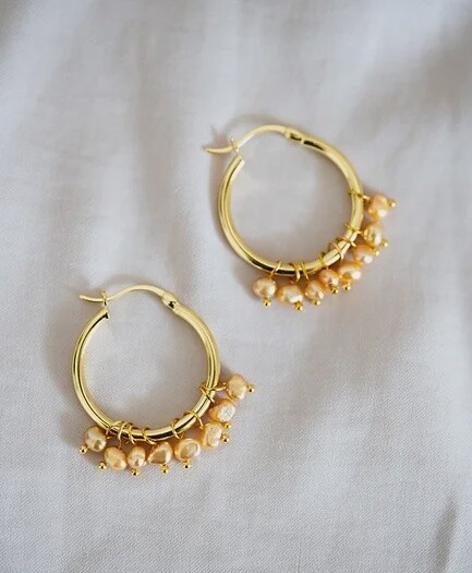 Ginger Pearl Hoops