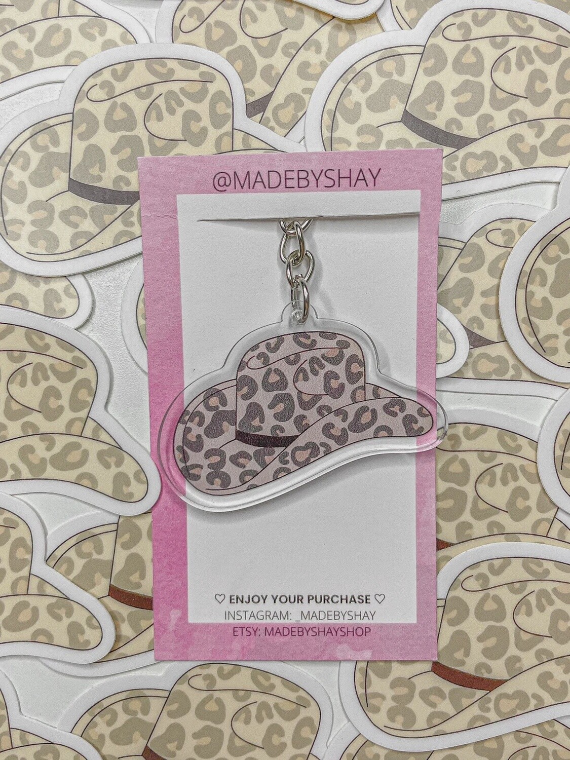 Cheetah Cowboy Hat Keychain