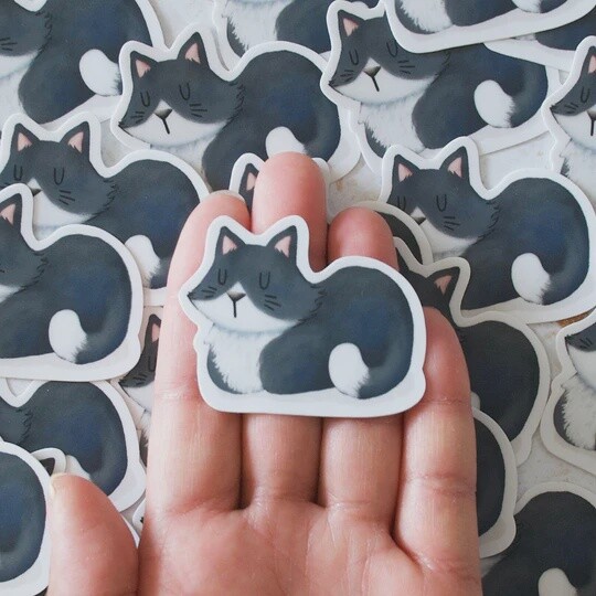 Black Cat Loaf Vinyl Sticker