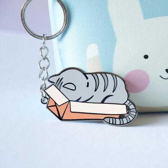 Grey Cat Keychain