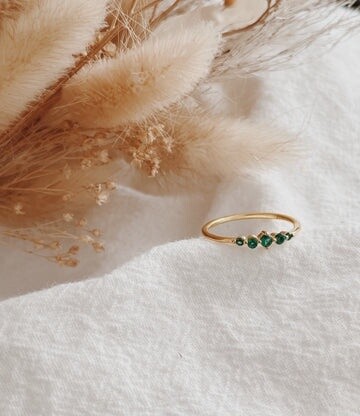 Mariah 5 Stone Emerald Ring