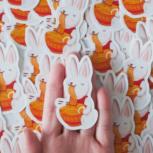 Bunny and Noodles Vinyl Sticker