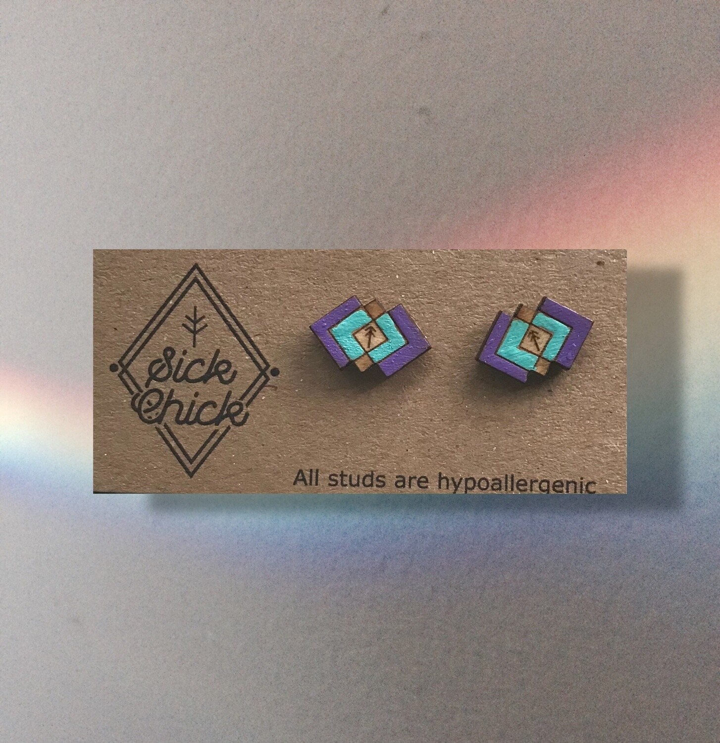 Earrings Trees in squares, Color: Blue/Purple