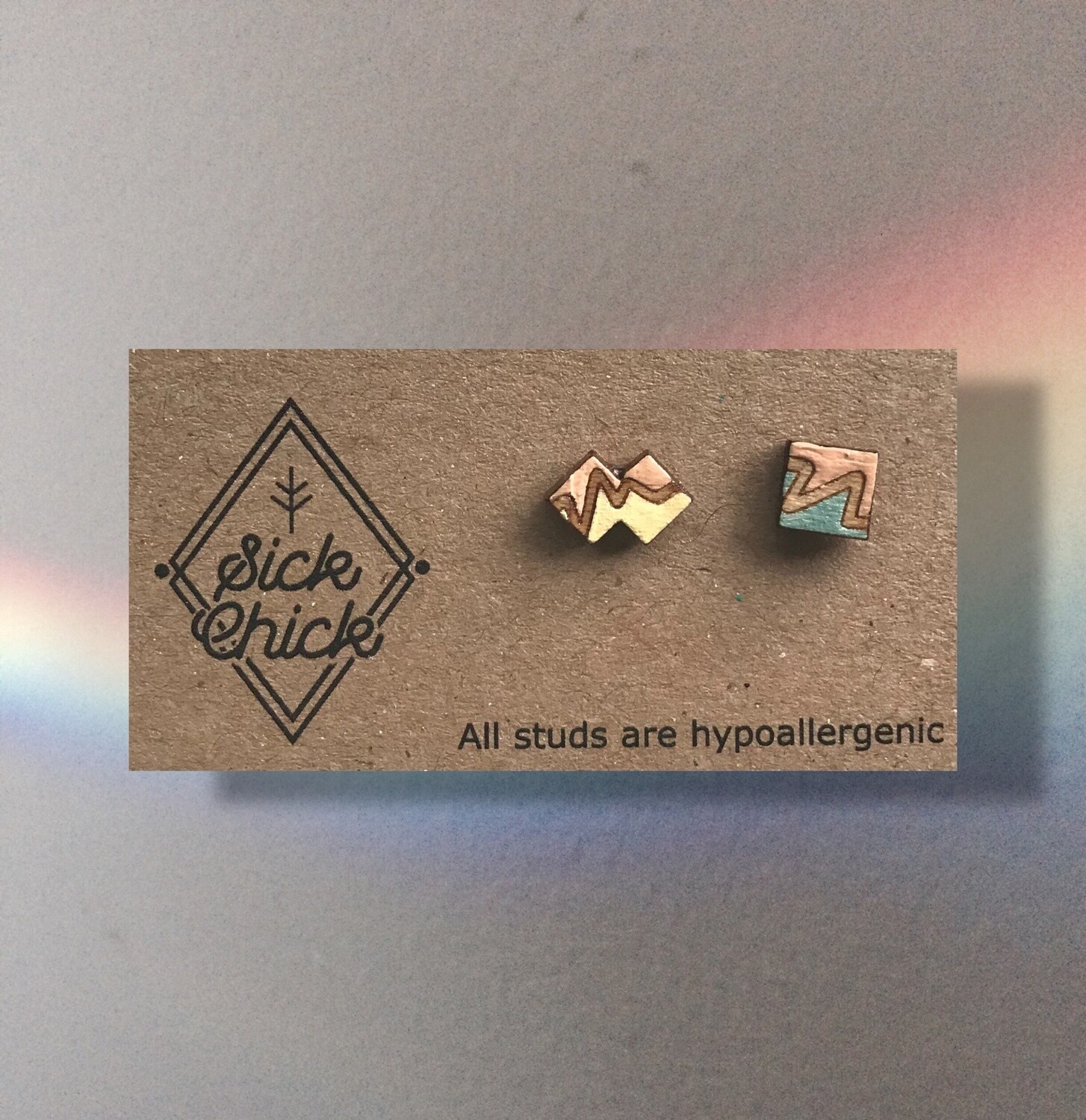 Earrings Bike trails [missmatching], Color: Beige/yellow/blue