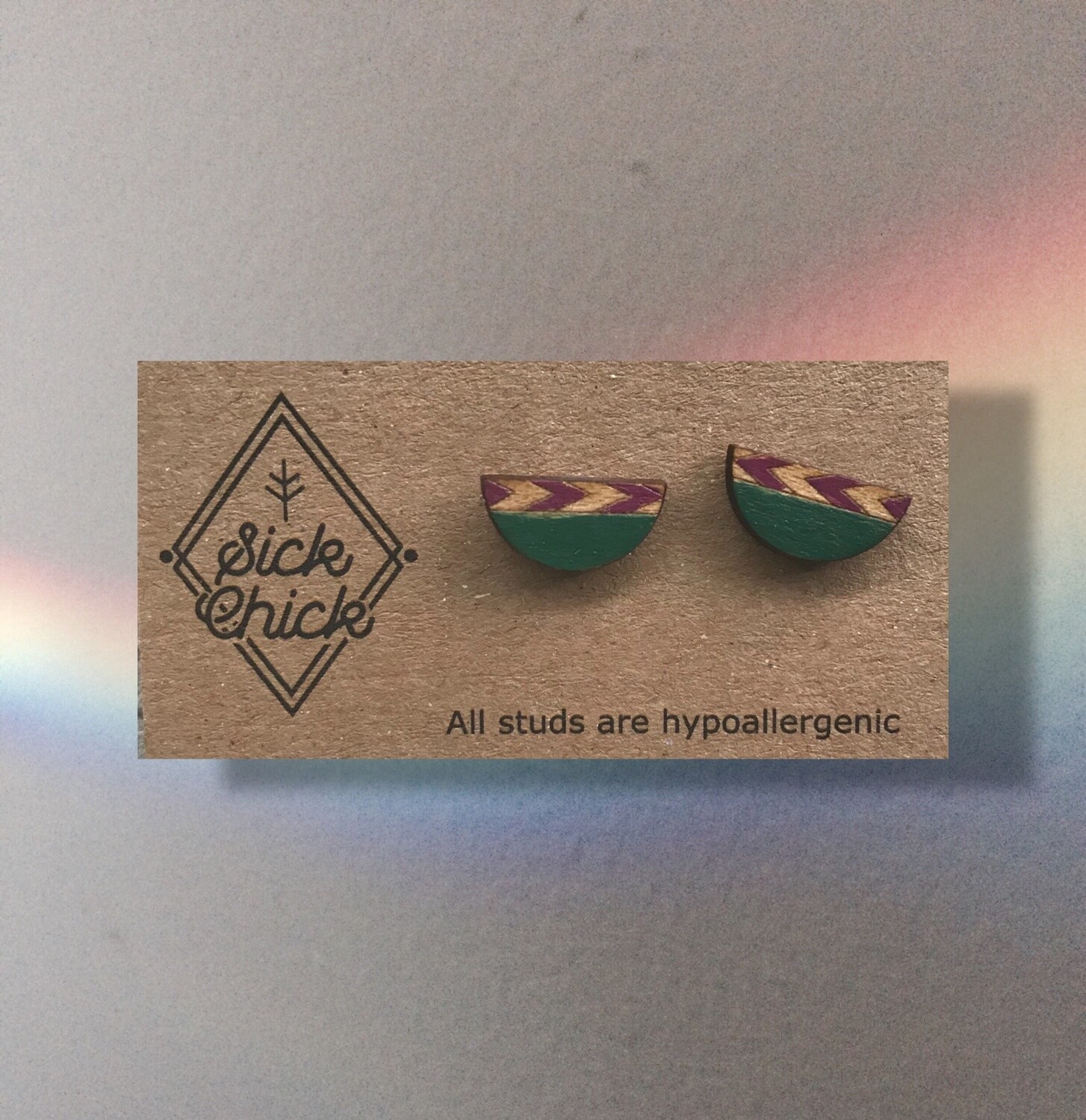 Earrings Semi cyrcles, Color: Green/purple