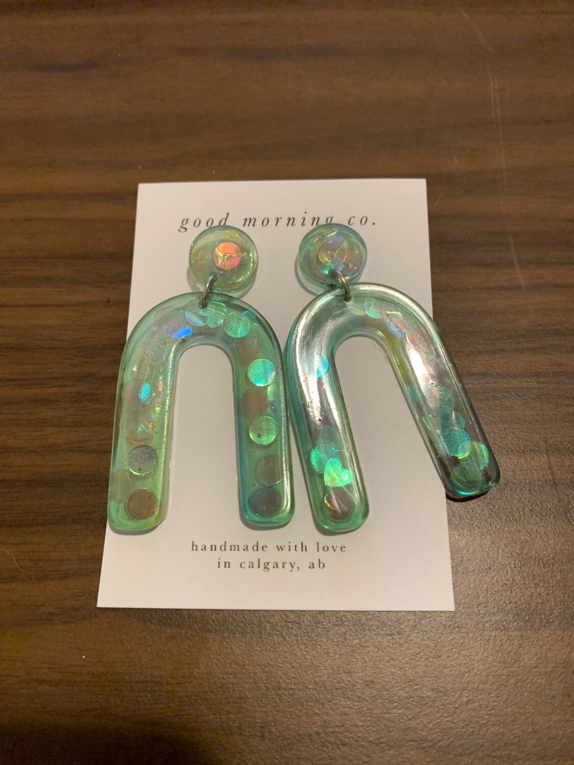 Glitter Bomb Earrings, Colour: Green