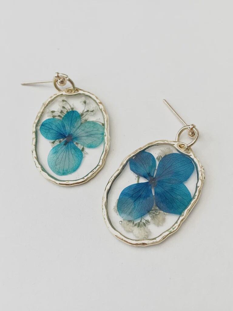 Clear Floral Dangle - Blue