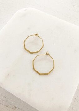 Mini Octagon Hoop Earrings