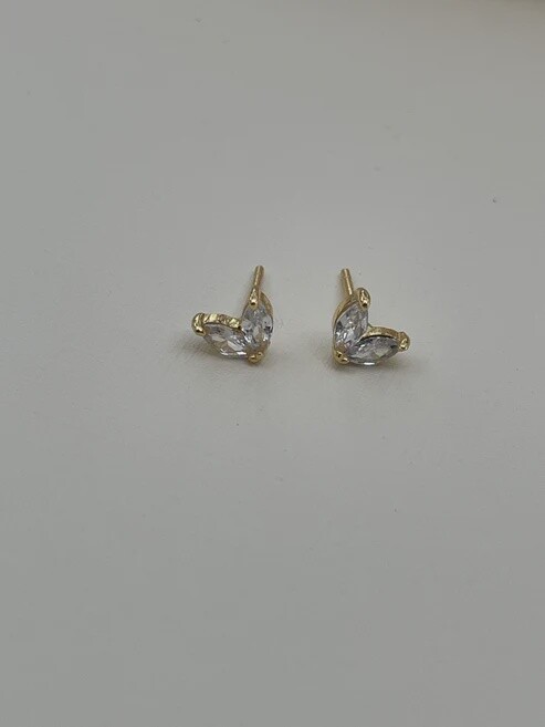 Chevron Sparkle Studs Gold
