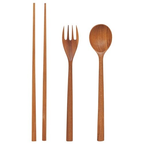 Set/3 Teak Wood Cutlery