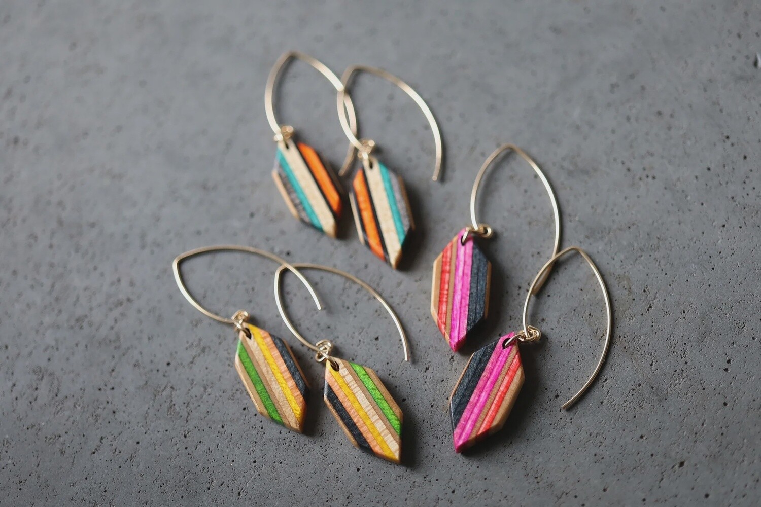 Hexalong Gold Dangle Earrings