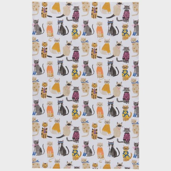 Feline Fine Printed Cotton Dishtowel