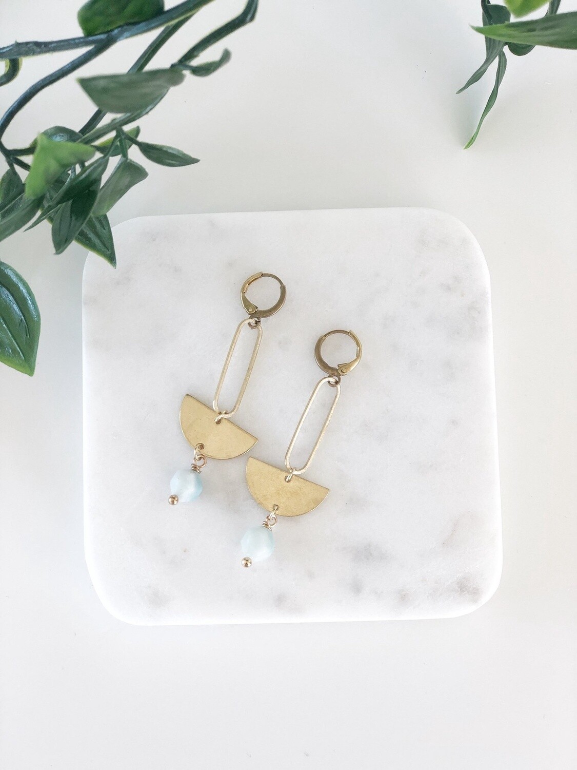 Persys Half Moon + Amazonite Earrings