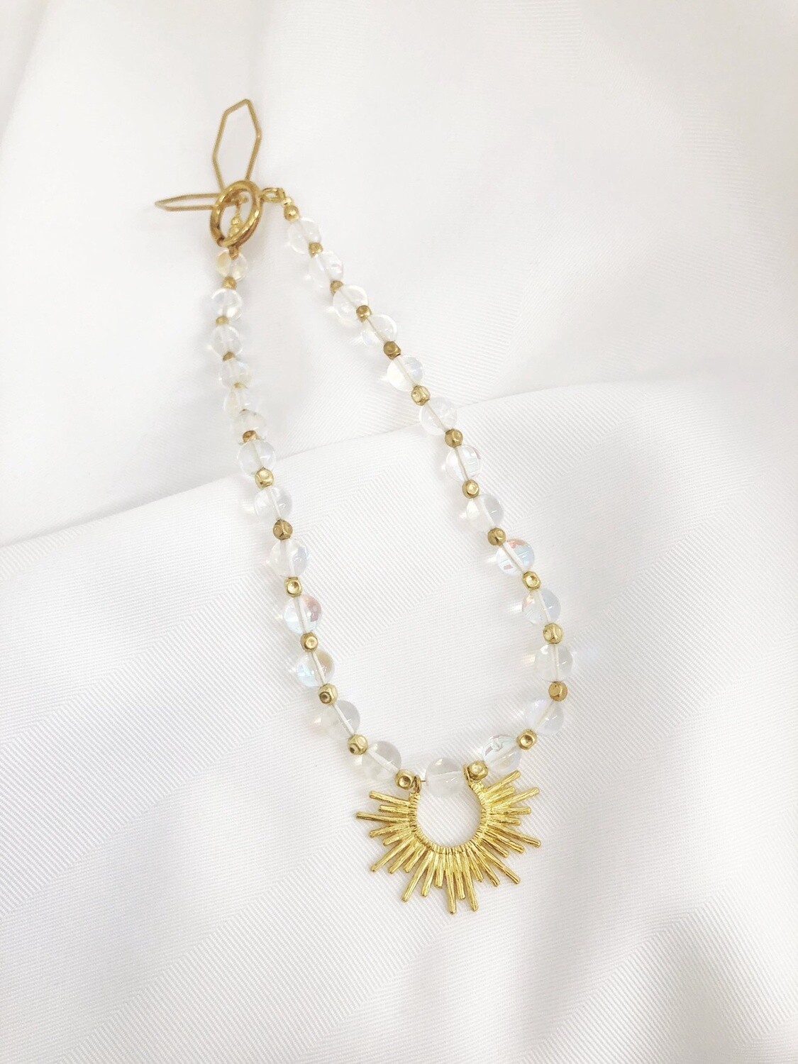 Aura Quartz Sun Burst Beaded Choker