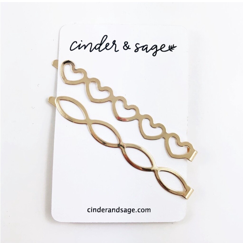 Gold Love &amp; Loops Hair Pins