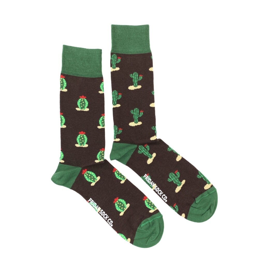 Men&#39;s Brown &amp; Green Cactus Socks
