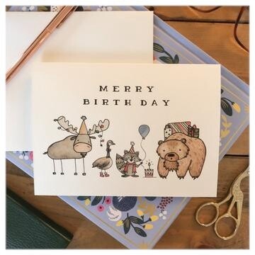 Merry Birthday (Christmas Animal Birthday Card)