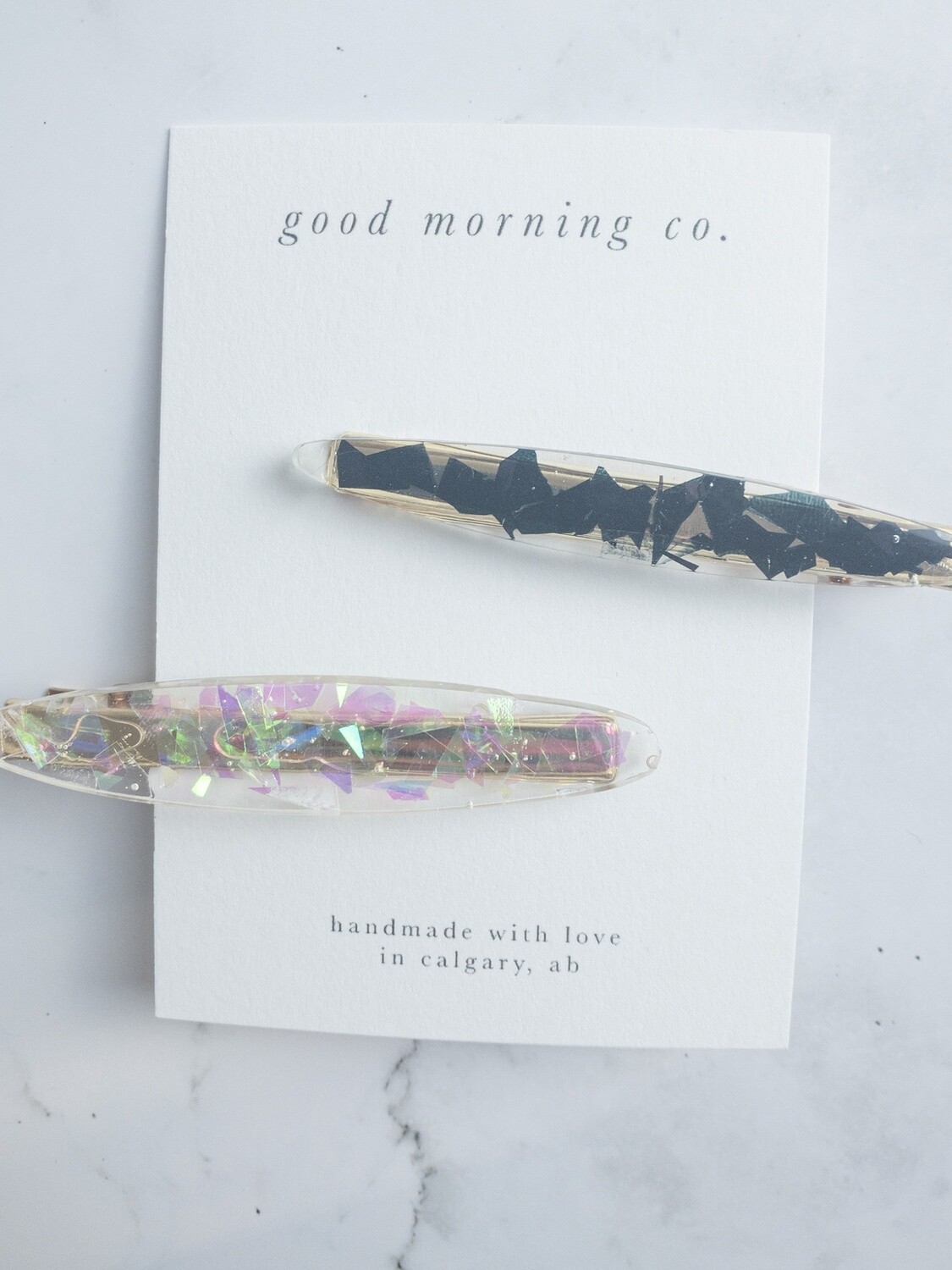 The Iridescent Hair Clip Set, Colour: Iridescent + Black Foil